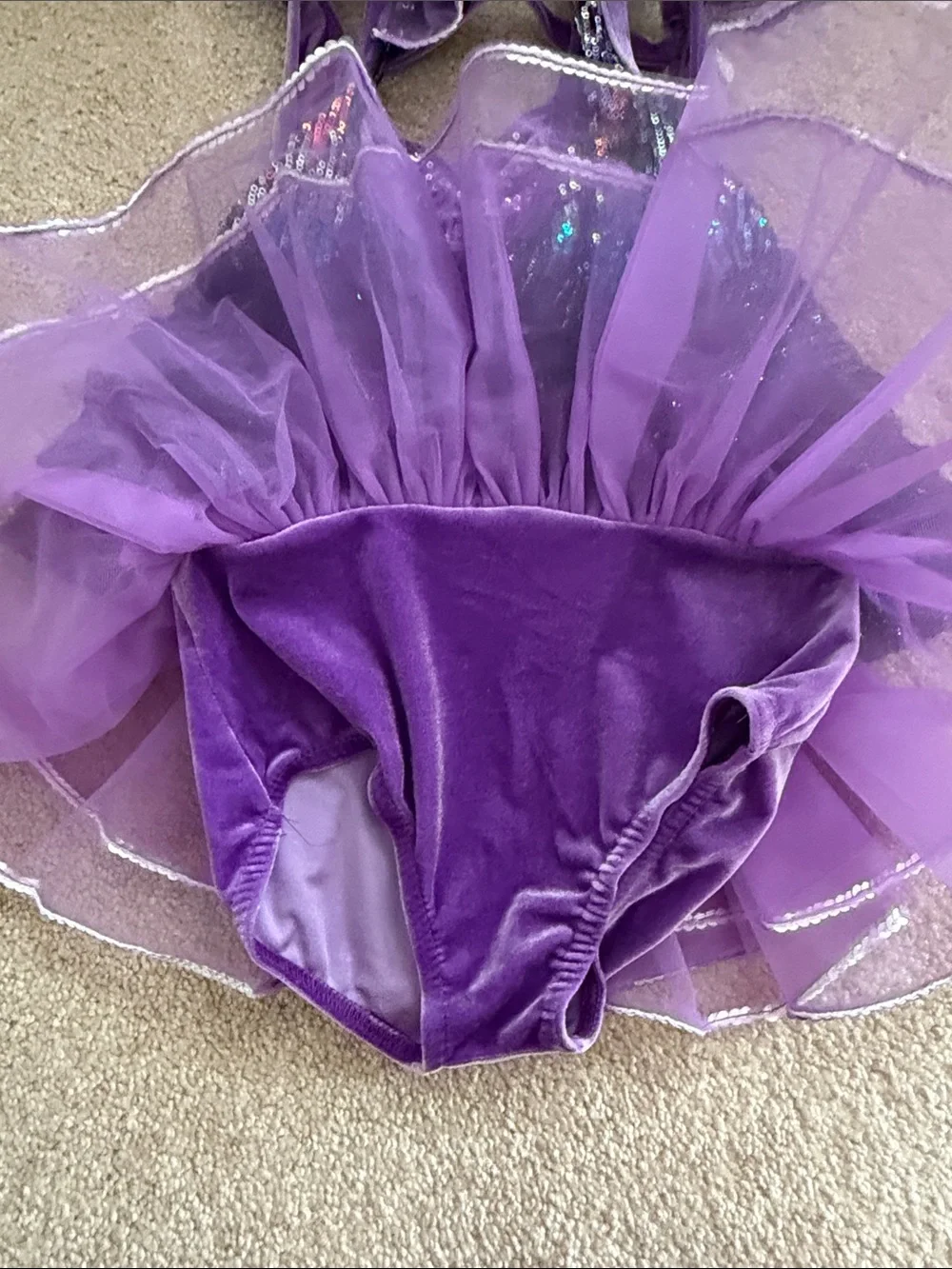 Weissman IC intermediate child approx 8 Purple Multicolor Sequin Dance Costume